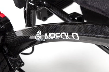 the image shows a close up of part of the carbon frame on an airfold powerchair