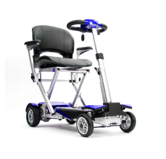 the image shows the blue AutoFold Elite Scooter