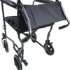 A rear view of the black Steel Compact Transport Wheelchair