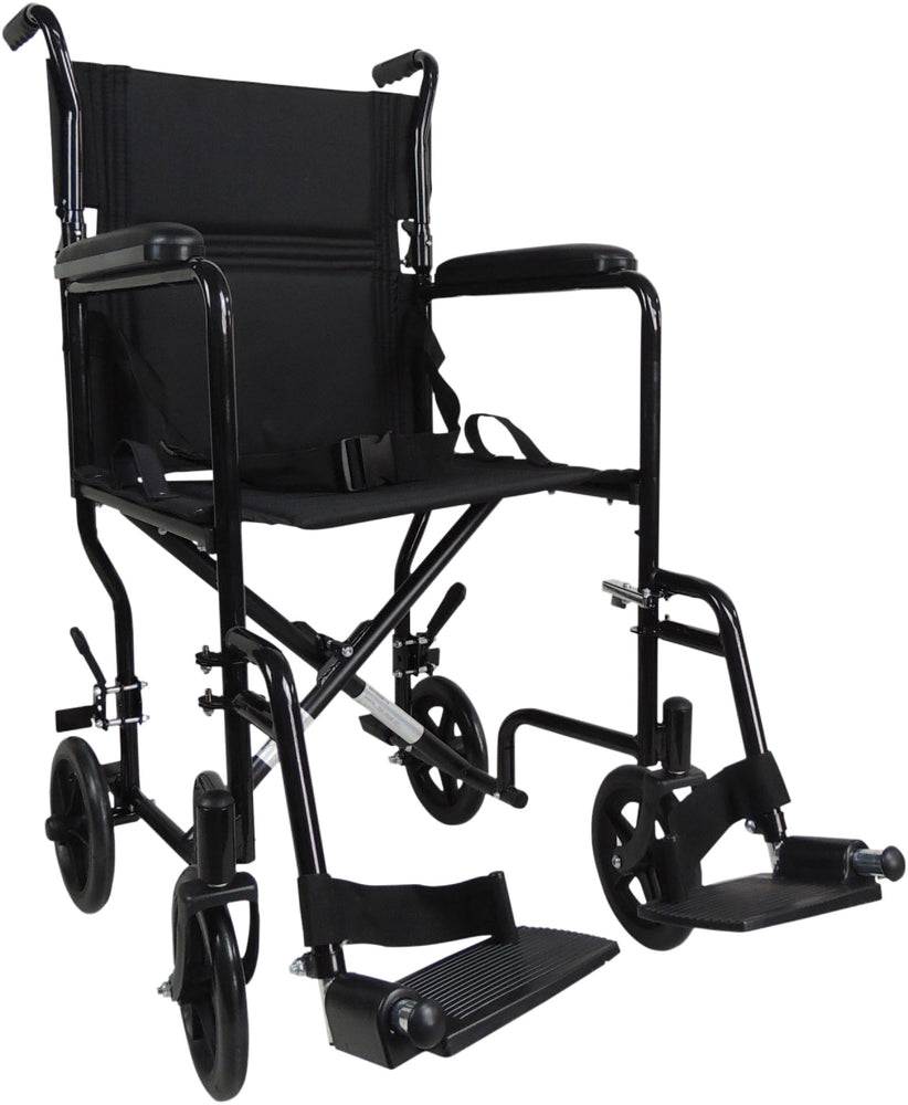 The Black Steel Compact Transport Wheelchair
