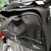 A close up of the black bag that comes with the Let's Go Out Rollator showing how it zips/unzips.