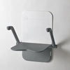 A grey etac relax shower seat with the arms in an upright position 