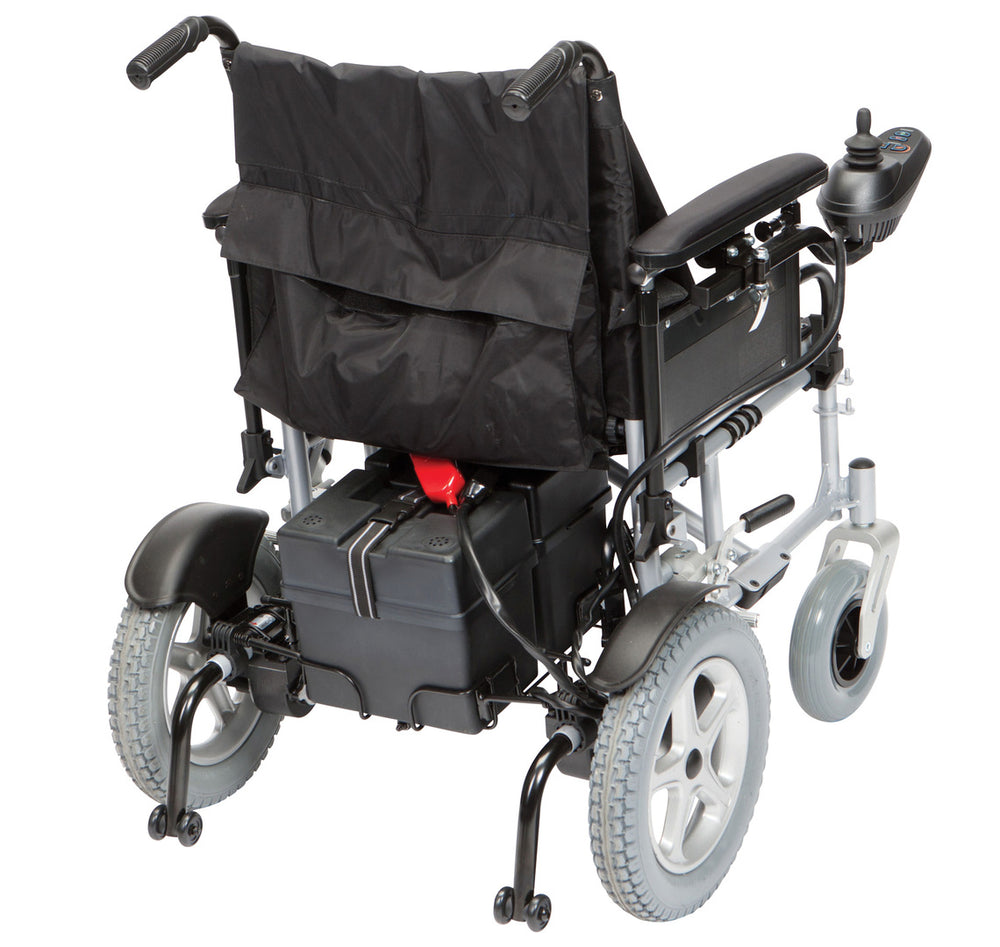 shows the Cirrus Powerchair from the rear