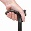 shows a hand gripping the left-handed version of the ergonomic height adjustable folding cane