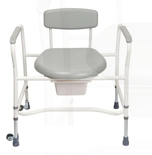 Bariatric commode with fixed arms