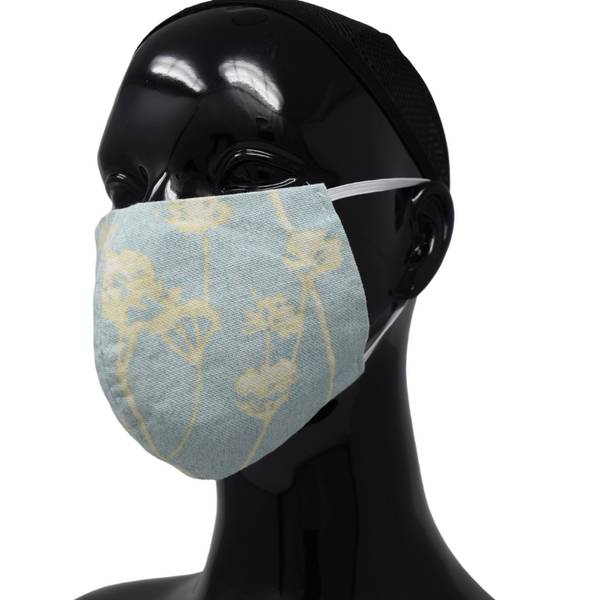 Washable, Reusable Face Mask | Blue & Yellow Flowers Print