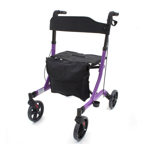 the purple deluxe ultra lightweight folding 4 wheeled rollator