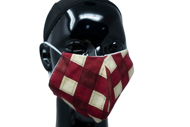 Washable, Reusable Face Mask | Red & Beige Squares