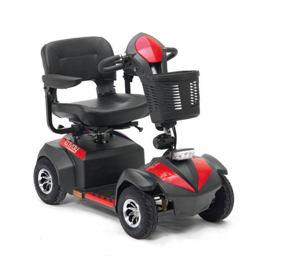 the image shows the red envoy 4 mobility scooter