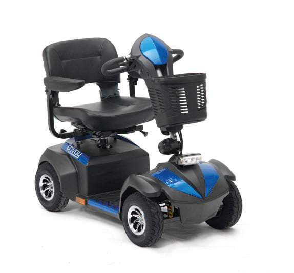 the image shows the blue envoy 4 mobility scooter