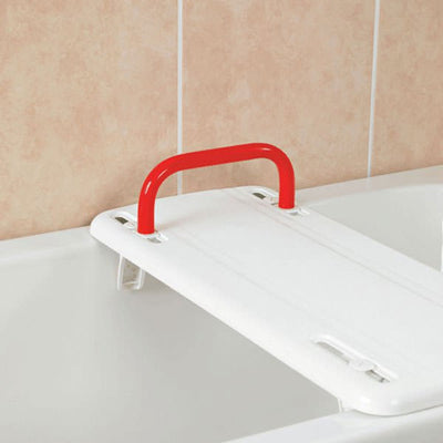 shows an Etac Rufus Plus Bath Board placed on a bath