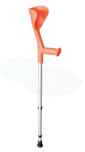 The orange Evolution Elbow Crutch