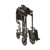 A folded up black Lightweight Aluminium Travel Wheelchair