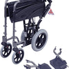 A folded up Compact Transport Aluminium Wheelchair