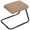 The beige cushioned footstool with black metal frame