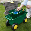 shows an open garden roller stool with the inside storage departments