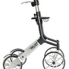 A sideways view of the Lets Go Out Rollator in black and silver