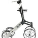 A sideways view of the Lets Go Out Rollator in black and silver