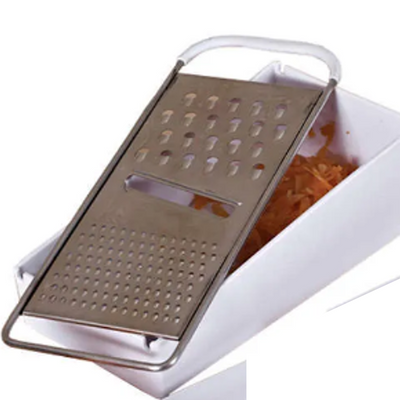 Three way grater/peeler with container