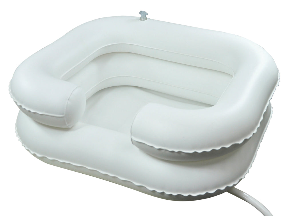 The image shows the inflatable hair washing basin