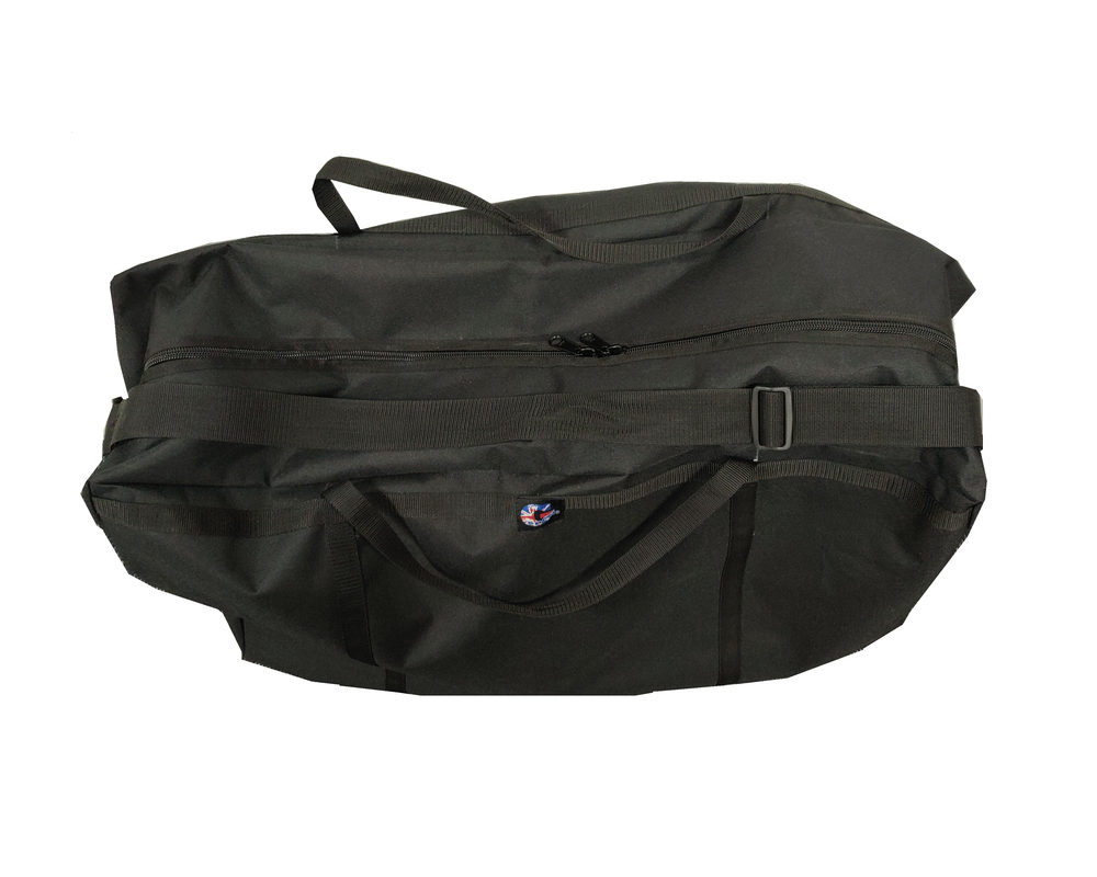 shows the Rollator Storage Bag from above, showing the double zip and carry straps
