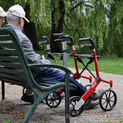 Cath up with friends using your trusty lets fly rollator to take the strain away from walking