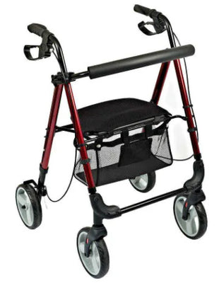 Deluxe Aluminium 4 Wheel Rollator/Walker with Underseat Net Bag