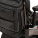 shows a close-up of the Torba Luxe Premium Mobility Scooter and Wheelchair Bag with a crutch in the side pocket