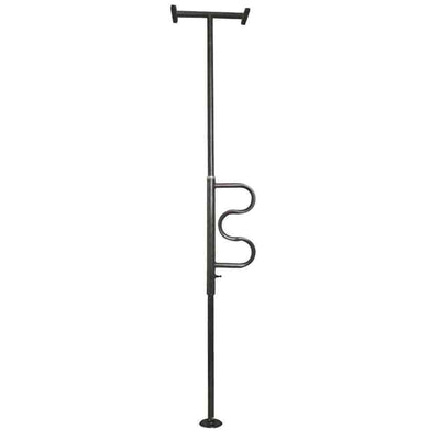 shows black security pole against a white background