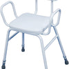 The Aidapt Perching Stool with Armrests and a Padded Backrest