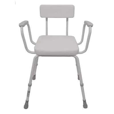 Malvern Perching Stool with Padded Armrests and Padded Backrest