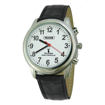 The Radio Controlled Talking Watch with the Crocodile style Leather Strap