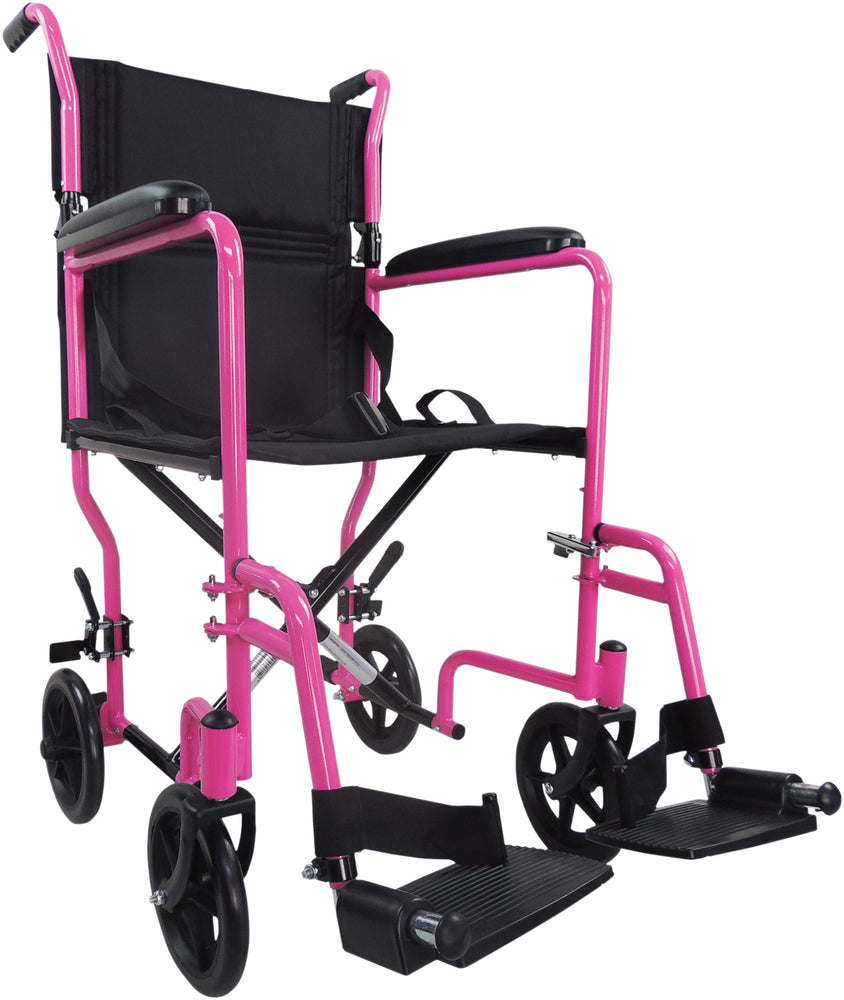 The Pink Steel Compact Transport Wheelchair