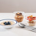 Porridge and blueberries served in a polycarbonate duo bowl