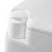 shows a close up of the porta potti 365 portable flushing toilet