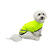 The image shows a full side view of a dog wearing the HyVIZ Reflector yellow Waterproof Dog Coat