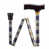 the image shows the tartan adjustable folding walking stick