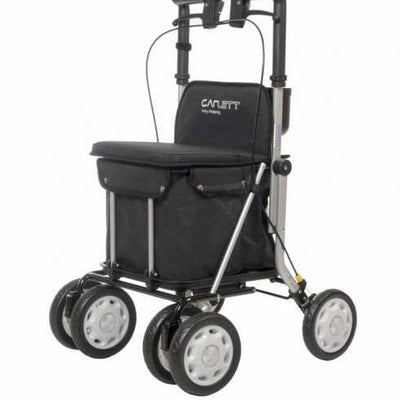 shows the black carlett shopping rollator