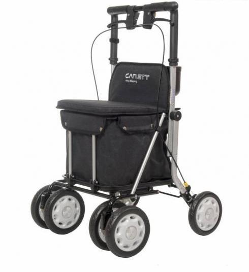 shows the black carlett shopping rollator