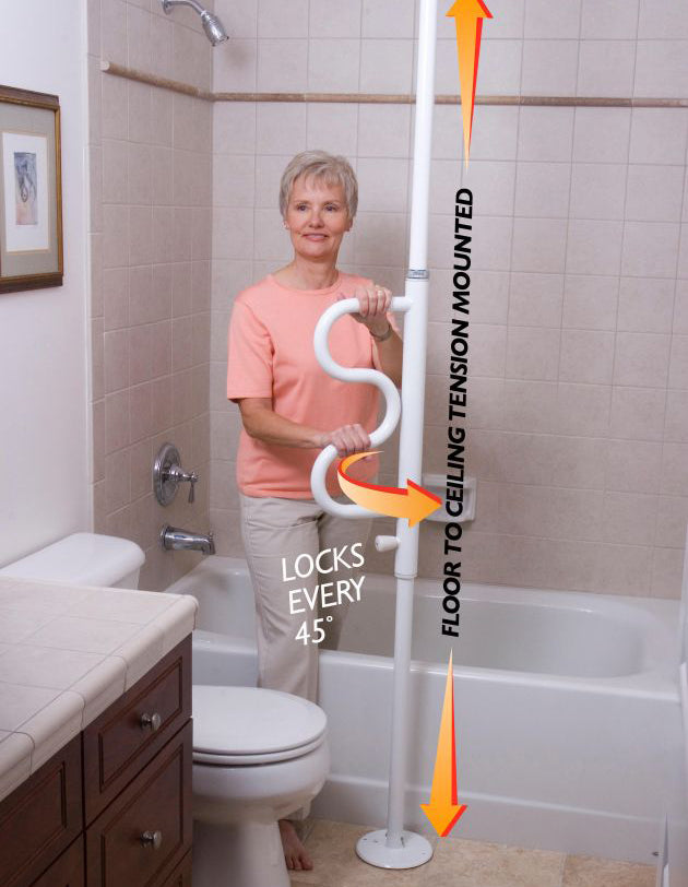 Floor to Ceiling Security Pole with Curved Grab Bar – Ability