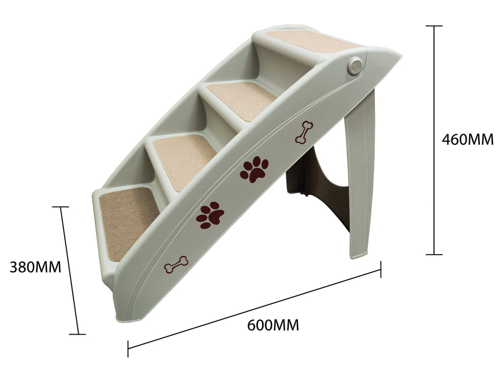 Folding Pet Steps dimensions, 380mm width of steps, 600mm width of sides, 460mm height