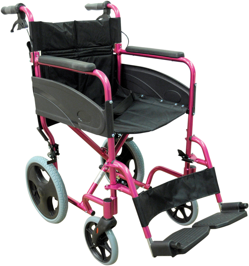 The Pink Compact Transport Aluminium Wheelchair