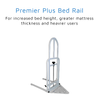 shows the premier bed rail, the premier plus bed rail and the prem-platinum bed rail