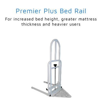 shows the premier bed rail, the premier plus bed rail and the prem-platinum bed rail