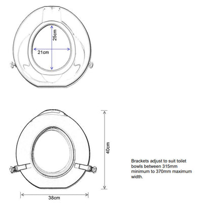 Prima Derby Raised Toilet Seat - Measurements