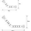 A diagram of two of the prima grab rails with measurements, 33 x 19 cm and 46 x 25 cm