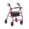The Red R8 Aluminium 4 Wheel Rollator with an Under-seat Bag