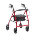 The Red R8 Aluminium 4 Wheel Rollator with an Under-seat Bag