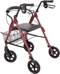 Days Four-Wheeled Rollator/Walker - Ruby Red