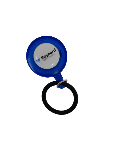 the image shows the front-view of the Reynard retractable belt clip for hand sanitiser